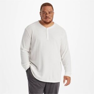 Men's White Henley Long Sleeve Shirt - All In Motion Size